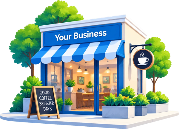A local coffee shop storefront